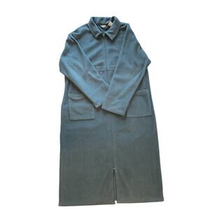 LL Bean Women Size XL Cozy Fleece Robe Full Zip Longline Casual Green House Coat